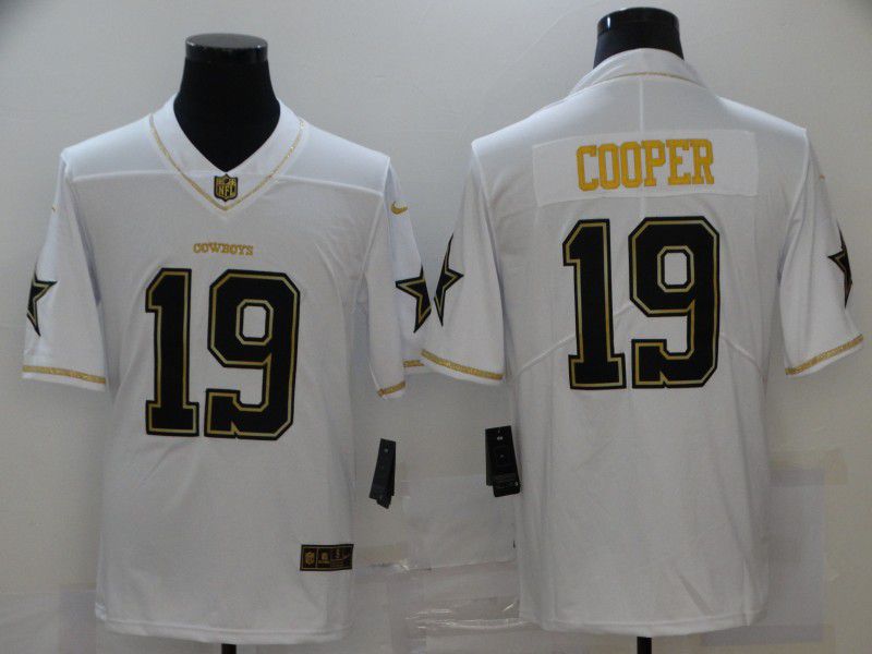 Men Dallas cowboys 19 Cooper White Retro gold lettering 2020 Nike NFL Jersey